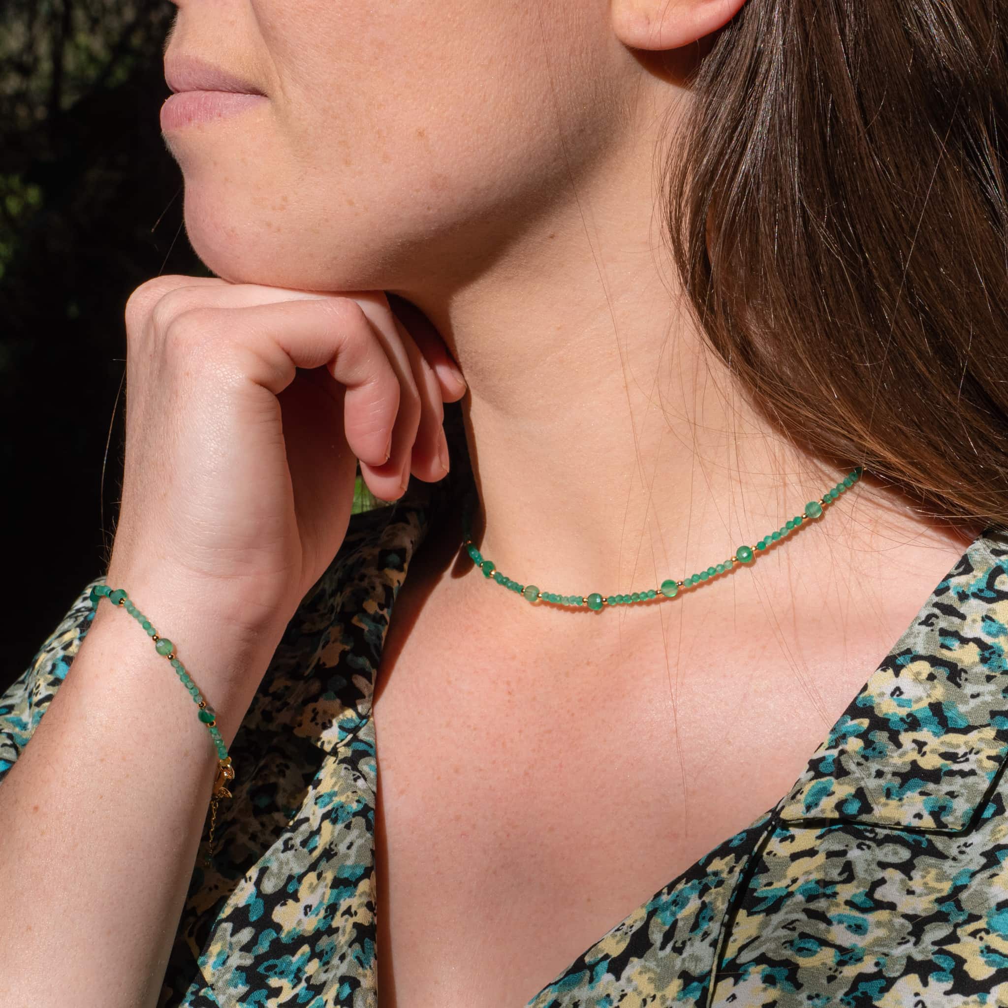 Collier Paloma en pierres Agate Verte - SLOYA
